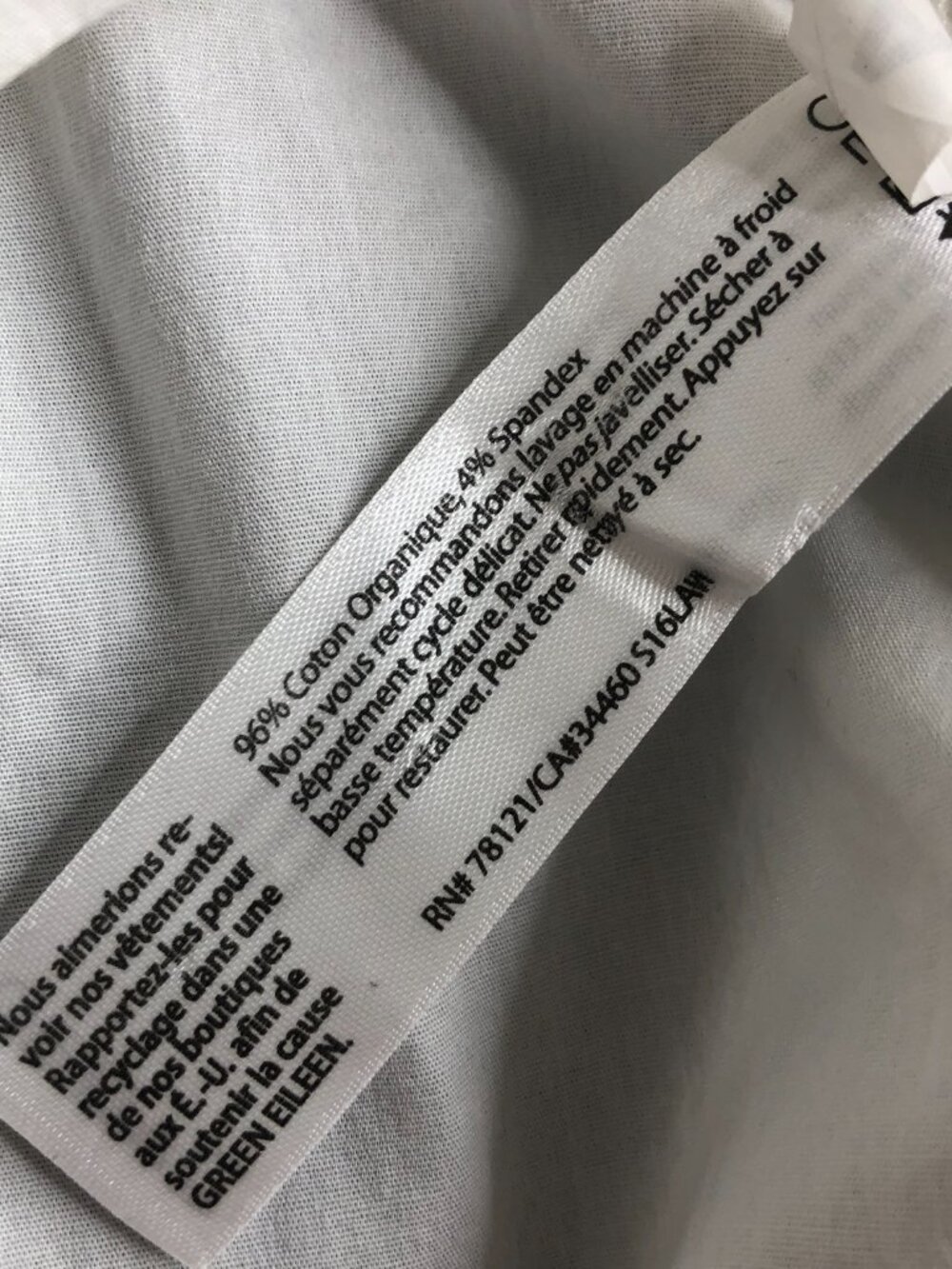 Eileen Fisher Tunic Shirt Womens Medium White Organic Cotton Band Collar Button - Picture 6 of 16